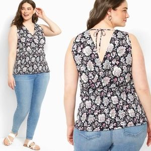 NWT Lane Bryant Sleeveless V-Neck Smocked Body Knit Top